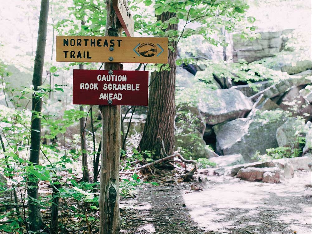 Trail-signs-at-the-Mohonk-Preserve-in-Gardiner