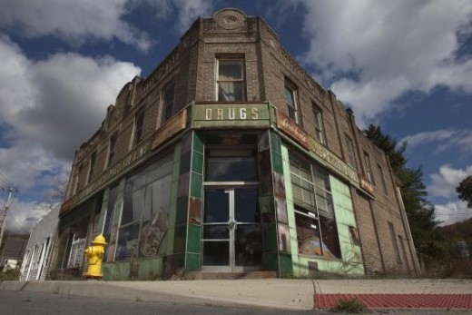 An abandoned business is pictured in the Catskills region of New York