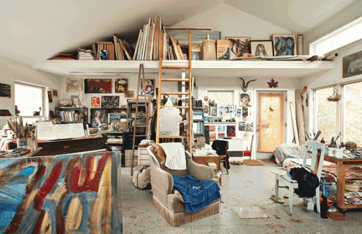 Sasha Chermayeff's painting studio. Photo: Deborah Degraffenreid