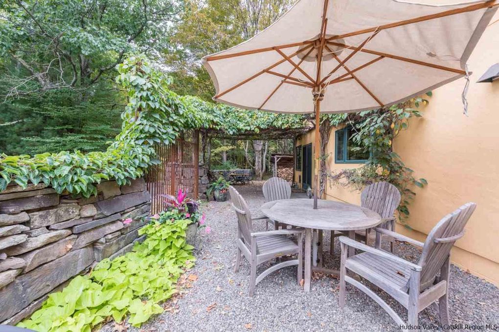 European-inspired patio of this romantic Woodstock home